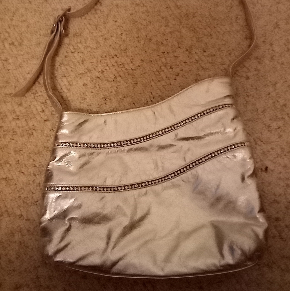 Dawli genuine leather silver crossbody purse